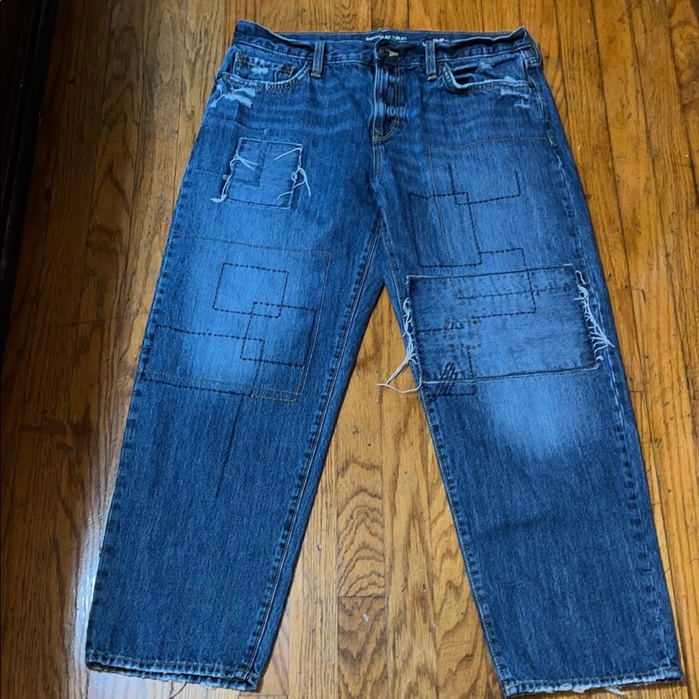 Banana Republic Patchwork Stylish Blue Denim Jean… - image 6